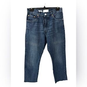 Mango Dark Blue Straight Ankle Jeans